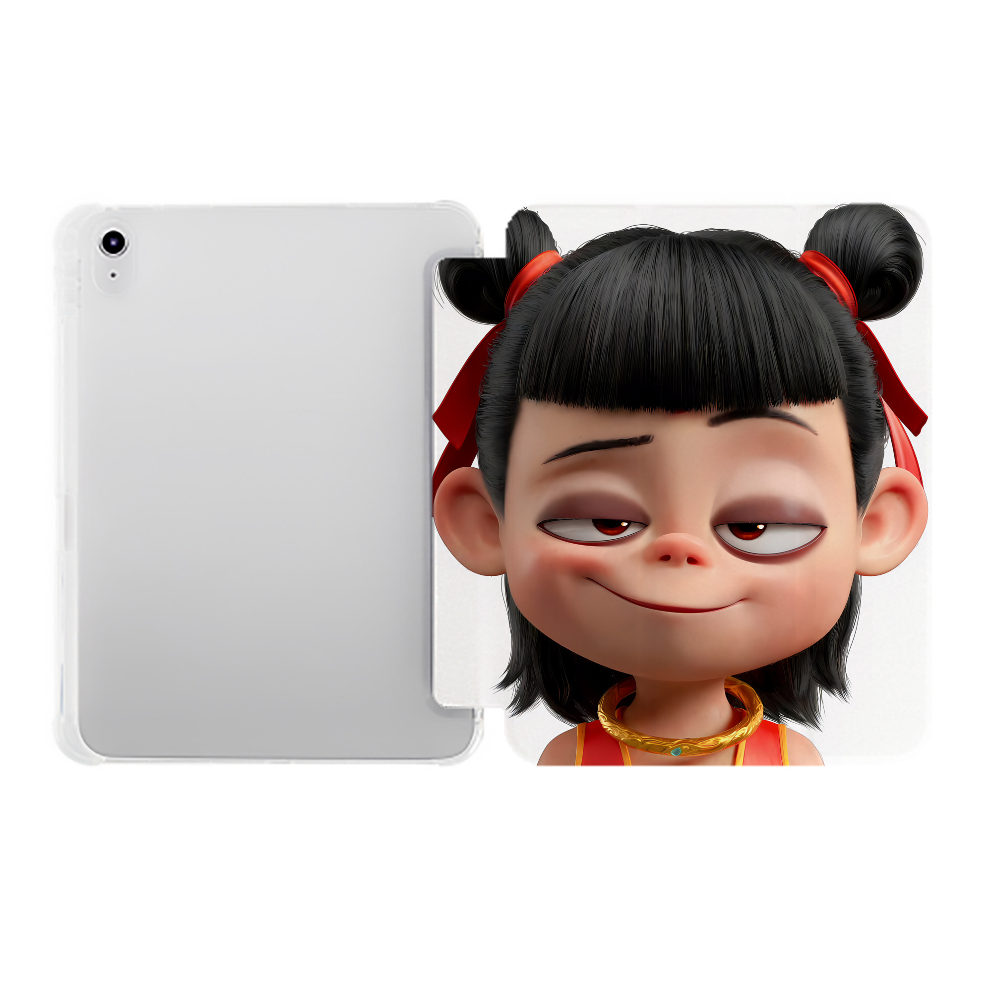 （画像用） Ne Zha 2 ナタ 魔童の大暴れ IPad ケース ペン収納付き 三つ折りスタンド PUレザー×シリコン 対応機種9.5/10.5/10.9インチ